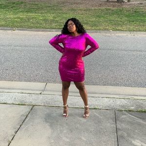 Fashion nova sequin dress fuchsia.